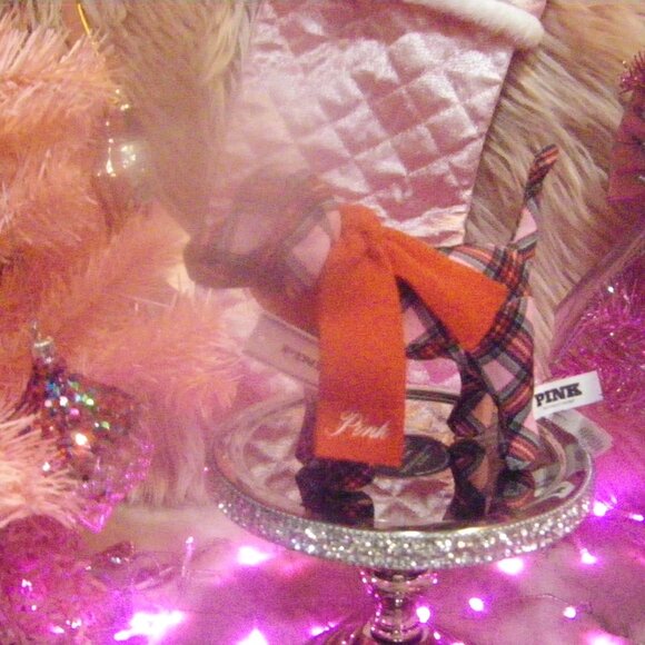 Victoria's Secret PINK Mini Dog Pink Plaid With Red Scarf NWT - Picture 6 of 12